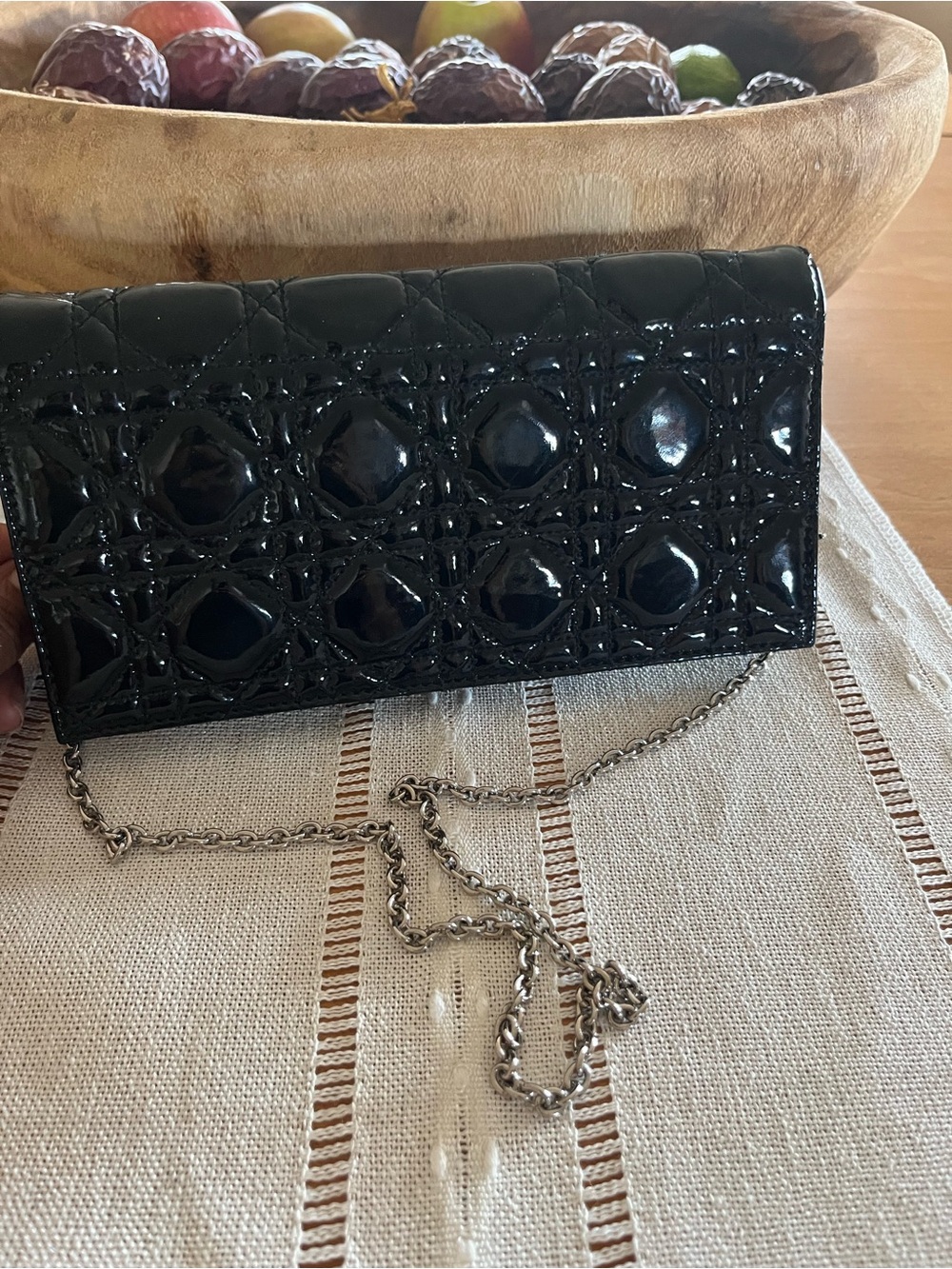 DIOR Cannage LadyD Black Patent Quilted